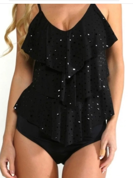 Magicsuit Other - Magicsuit sz 8 black tankini rita? embellished ruffled swimsuit top